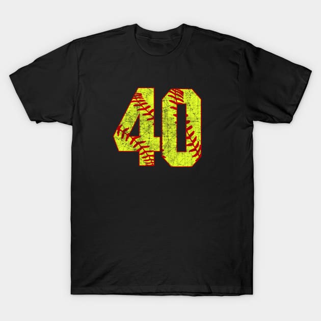 Fastpitch Softball Number 40 #40 Softball Shirt Jersey Uniform Favorite Player Biggest Fan T-Shirt by TeeCreations